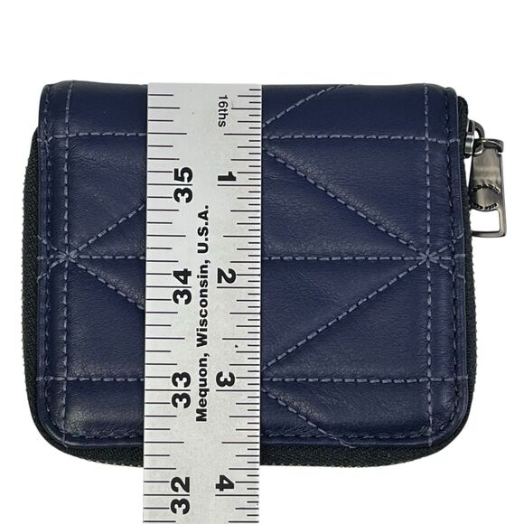 COACH Small Zip Around Wallet Card Case With Quilting Blue - Picture 8 of 8